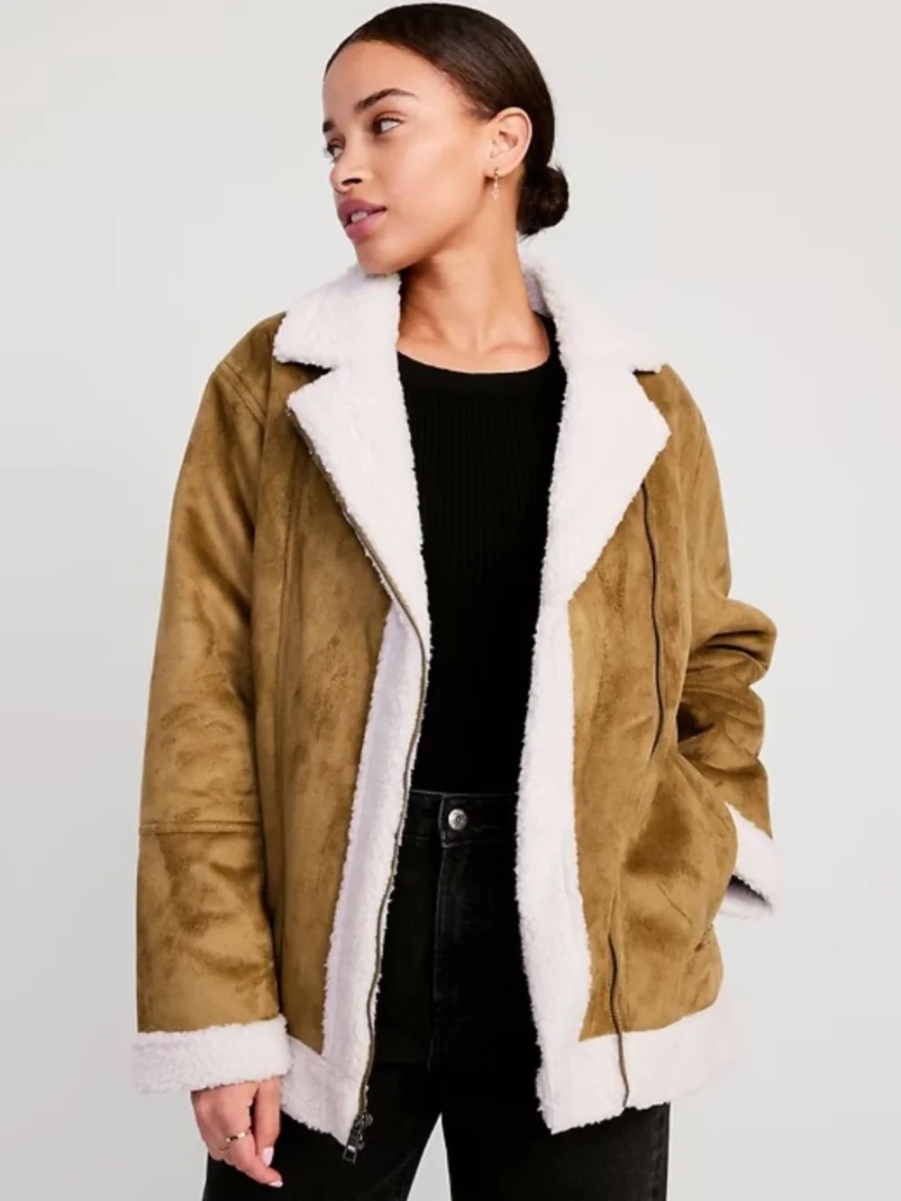 Suede Sherpa Jacket - Picture 1 of 2